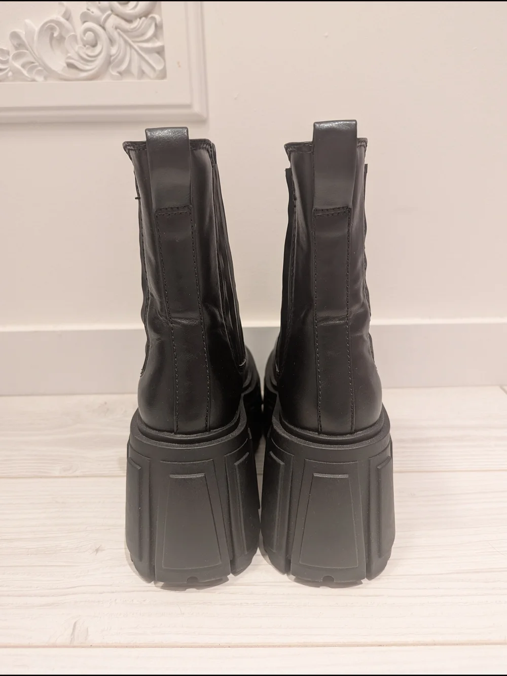 Dolls Kill Black Chunky Platform Chelsea Ankle Boots - Picture 2 of 7